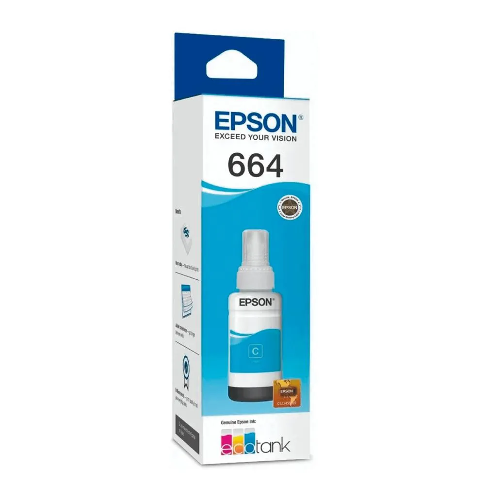 Botella de tinta Epson T664 Cyan